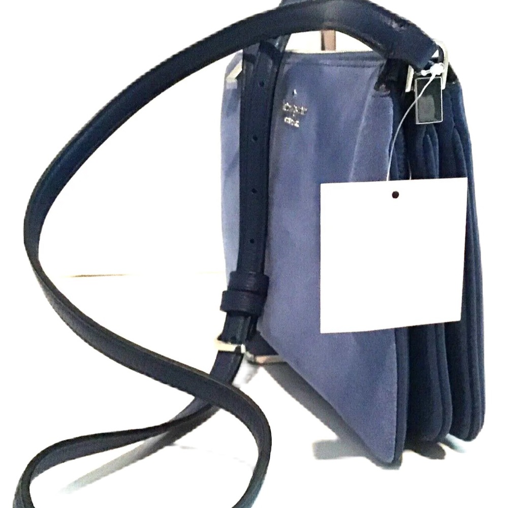 NWT Kate Spade Suede & Leather Triple Gusset Crossbody Bag Blueberry Cobbler